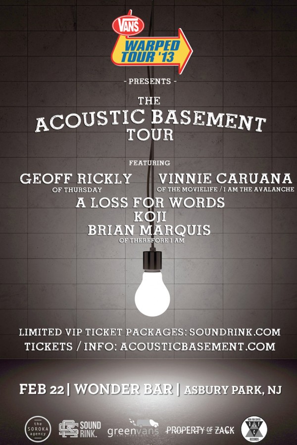 Vans Warped Tour – Acoustic Basement Tour Tix Giveaway Wonder Bar 02.22.13