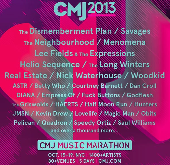 CMJ 2013 Initial Line-Up: Menomena, Savages, HAERTS, Lee Fields, The Neighbourhood…