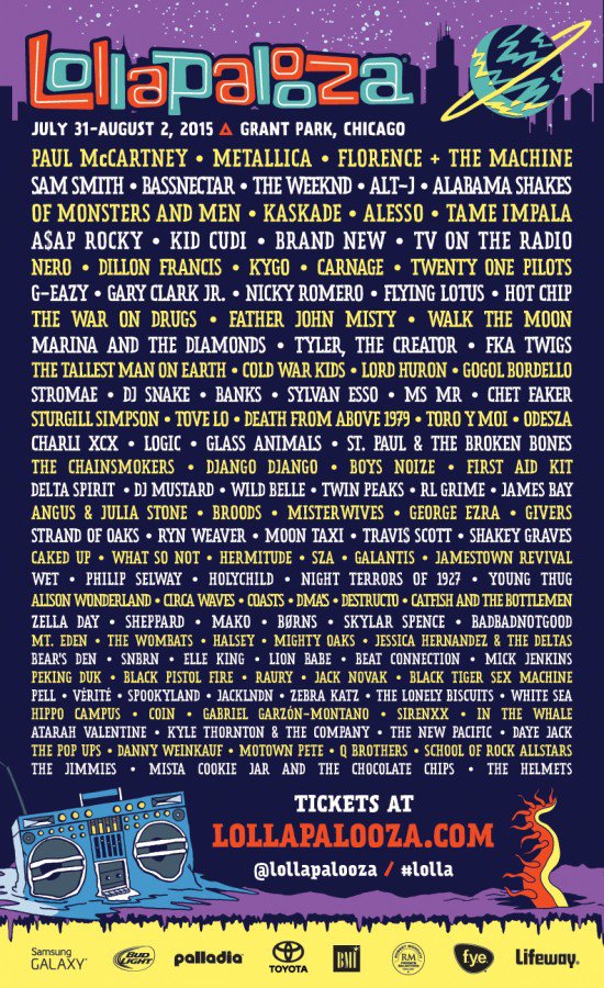 2015 Lollapalooza Line-Up Announced