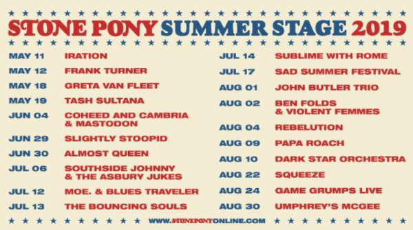2019 Stone Pony SummerStage Schedule